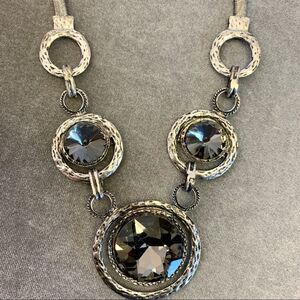 GEMS HAMMERED SILVER STUDDED COSTUME JEWELLERY NECKLACE